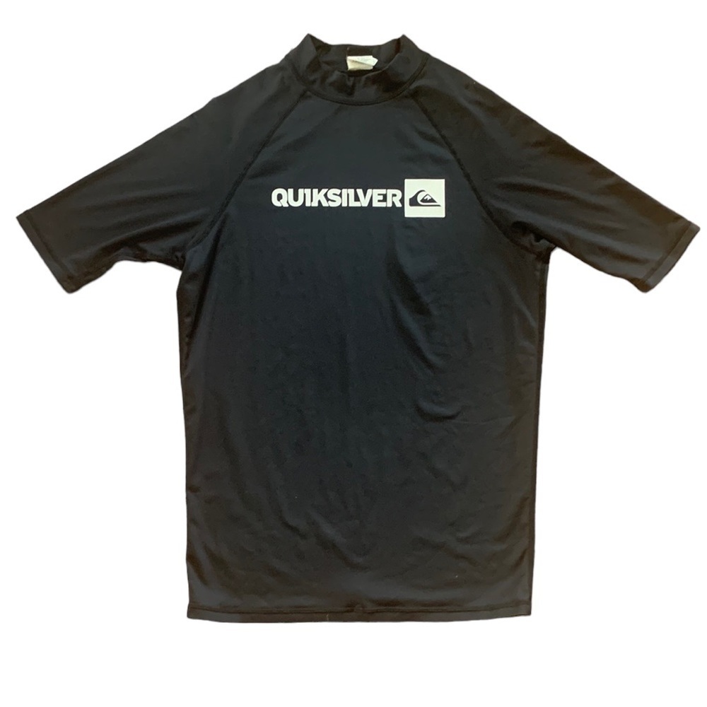 Quicksilver Black and White Short Sleeved Surf Shirt‎ Size XL